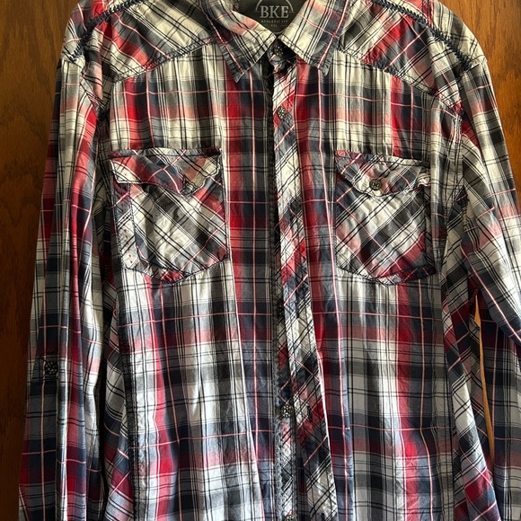 BKE Men's Multicolor Plaid Button Down Shirt - Picture 3 of 12